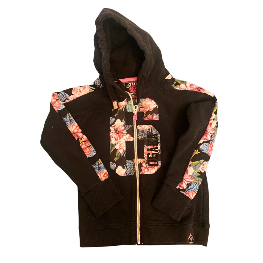 Floral Accent Black Superdry Hoodie